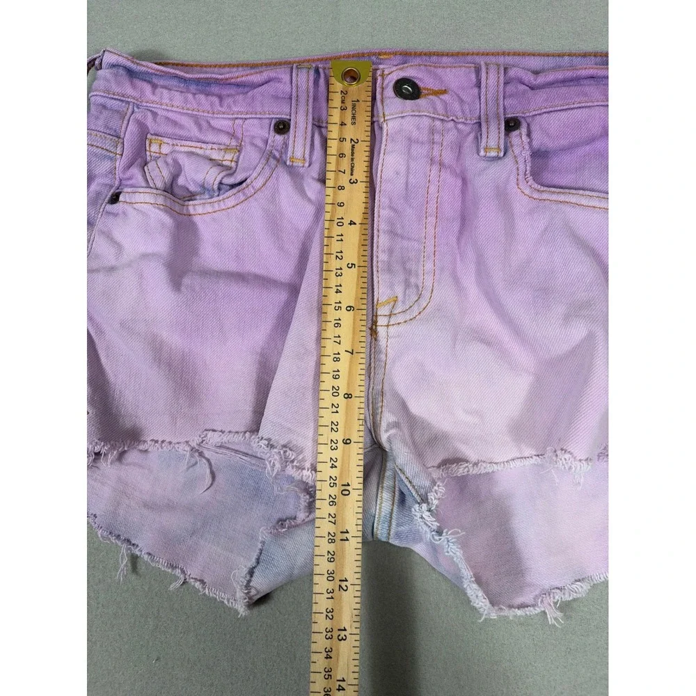 Old Navy OND Purple Acid Wash Cut Off Denim Shorts Women 4 Long Low Rise Stretch